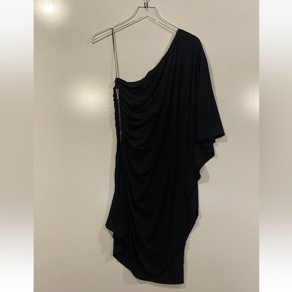 Michael Kors Black One Shoulder‎  Ruched Stretch Dress Womens Size 10 (520)